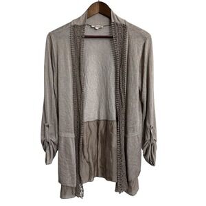 Bella Umbra cardigan jacket womens large tan silk blend lace Italy coastal fairy